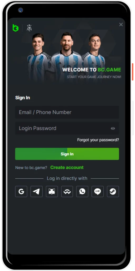 This simple guide will show you how to easily get into your BC.Game account via mobile.